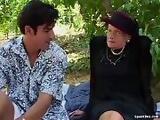 Granny fucked hard outdoor