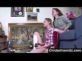 Aussie lesbian amateurs stripping and kissing