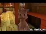 Horny stud fucks two sexy 3D cartoon babes hard