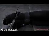 Restrained serf receives lusty torture for her naughty love tunnel