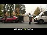 Old granny prostitute is picked up and fucked