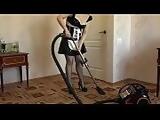 A maid vacuum cleaner and masturbates her ass