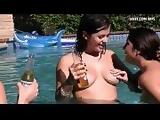 Hot teen lezzies wet and wild pool party