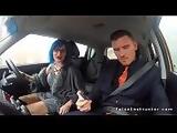 Blue haired driving student gets doggy